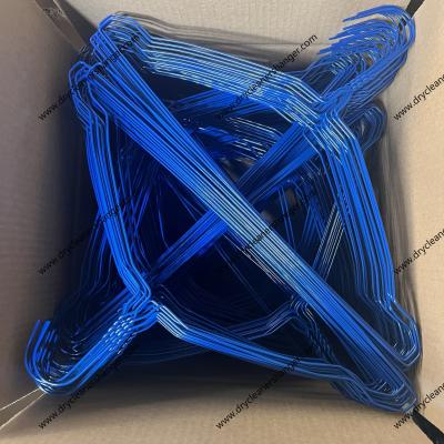 China 16 Inch 14.5guage Blue Color Steel Wire Hangers For Dry Cleaners for sale