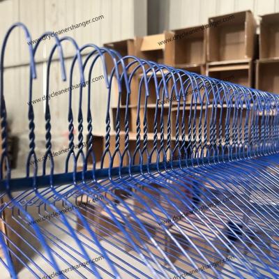 China 16 Inch 13 Gauge Blue Color Dry Cleaner Wire Hangers For Laundry Service for sale