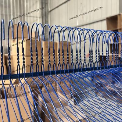 China Custom Blue 18-Inch Dry Cleaner Wire Hangers Metal For Laundry Service for sale