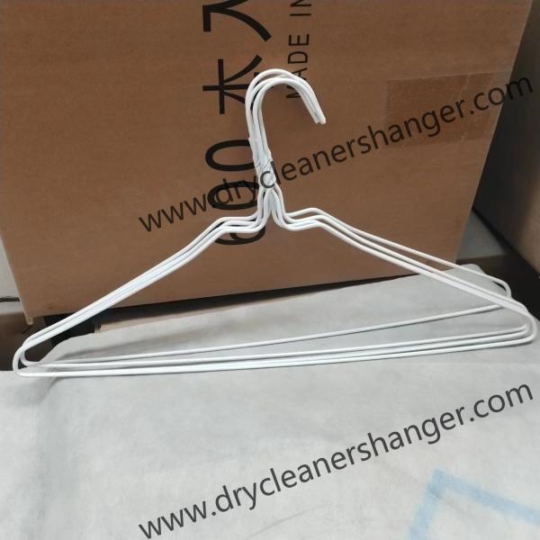Quality 2.6mm Plastic Coated Metal Hangers white For Dry Cleaning Shop for sale