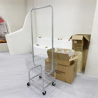 China Double Pole Rack Laundry Basket Carts Chrome Surface  675*555*723mm for sale