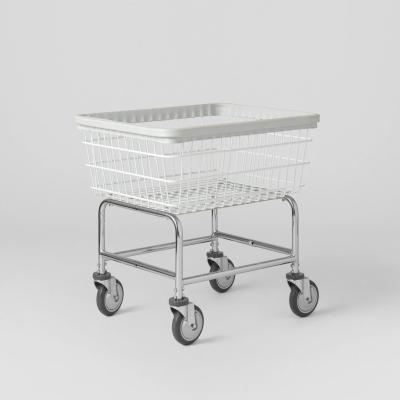 China Chrome Laundry Basket Carts Rolling Laundry Cart With Double Pole Rack for sale