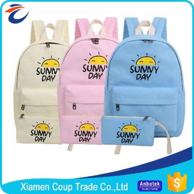 China Women Fashion Cartoon Book Bag Canvas Materials Outdoor School Bag For Students for sale