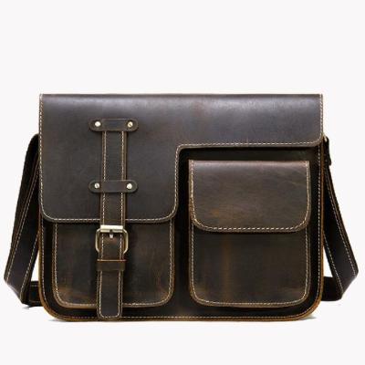 China Men'S Retro First Layer Cowhide Laptop Messenger Bags for sale