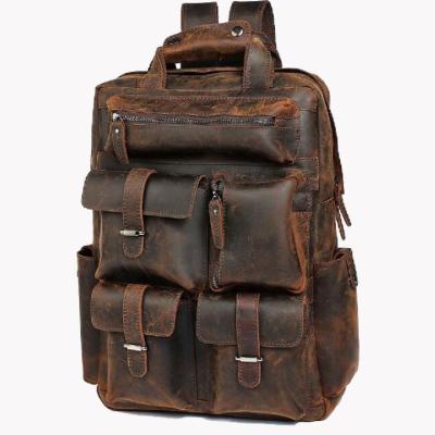 China Men'S Retro First Layer Cowhide Travel Hiking Backpack for sale