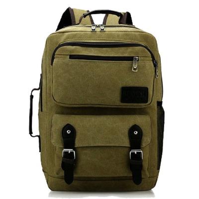 China Colleges Army Green Vintage Canvas Rucksack With Handle for sale