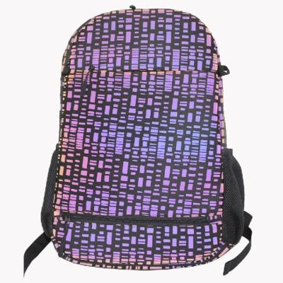 China Girls Purple Fluorescent Lattice Nylon Student Backpack for sale