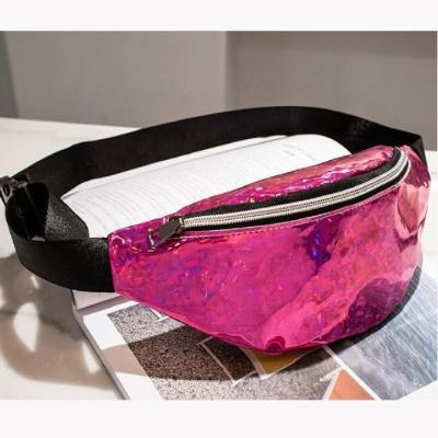 China Faux Leather Sequined Women Mens Waist Bag With Zip for sale