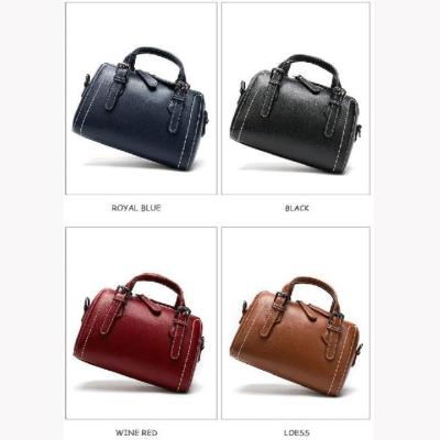 China OEM Boston Style Cow Leather Ladies Handbag With Zipper Closure for sale
