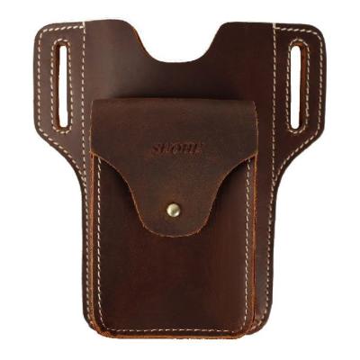 China Men'S Cowhide Leather Mobile Phone Belt Pouch 16.9x3.5x15.9cm for sale