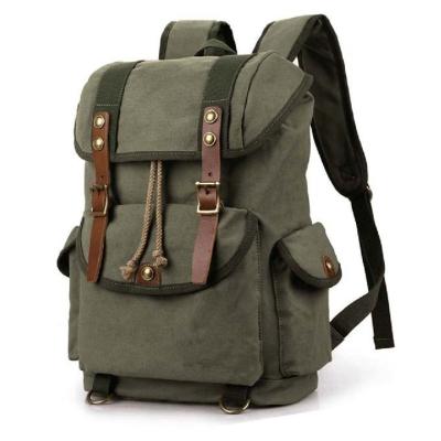 China Men Women Canvas Vintage School Backpack With Two Side Pockets for sale