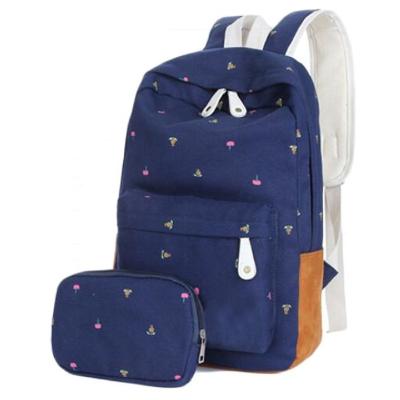 China ODM Leaf Printing Canvas School Bag For Teenagers Girls for sale