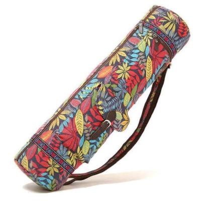 China No Fading Printed Canvas Yoga Mat Bag With Adjustable Strap for sale