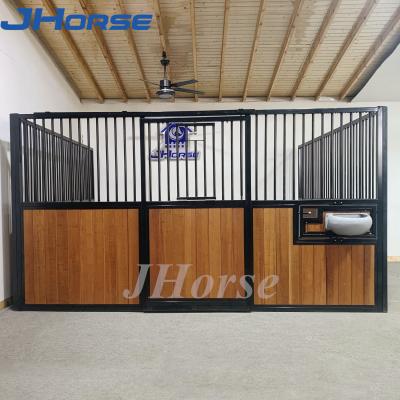 China 10 Feet 12 Feet 14 Feet Black Powder Coated Horse Stall Fronts Filling Bamboo for sale