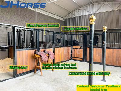 China Powder Coating Indoor 28mm Bamboo Pine Wooden Horse Stalls for sale