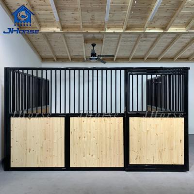 China Indoor Portable Wood Pine Horse Stable Sliding Door Horse Stall Panels for sale