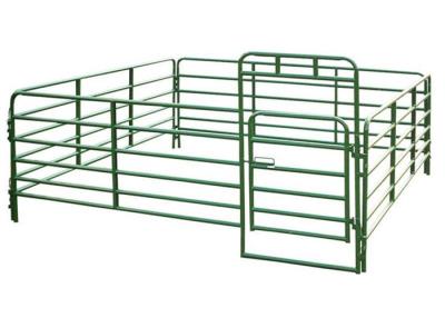 China Los paneles del corral del ganado de la verja del tubo, los paneles portátiles del corral con el verde negro pintado en venta