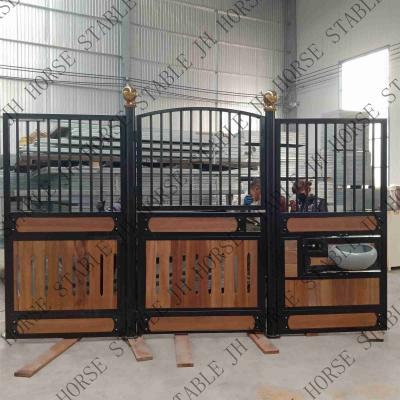 China 2mm Thickness Black Powder Coated Steel Frame Wood Filling Horse Stall Front for sale