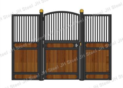 China Black Powder Coated 4.2m Horse Stall Door Bamboo Solid Wood for sale