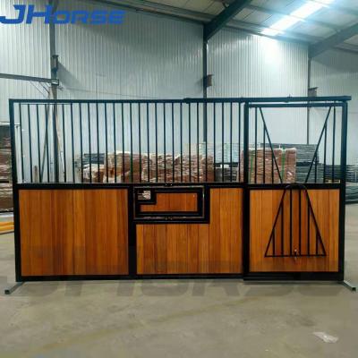 China Equine Bamboo Temporary Horse Stalls Pine Carbonized Boxes Sliding Door Painted for sale