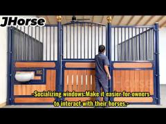 Steel Farm Fence Portable 3.5m Barn Stall Fronts With Teak Wood Double Door Design