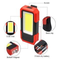 China COB Handheld LED Work Light With Back Clip ABS 11.3x6.2x3.8cm 3W 200lm 3AAA for sale