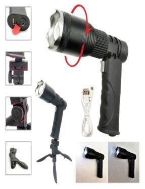China Pistol LED Lantern Flashlight T6 10W 2-4h ABS 405g Bracket 119g 2x18650 3600mAh for sale