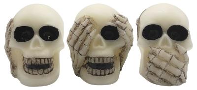 China White Wax Skull LED Light With Freehand Sketch 7.5*10.5*10cm 8.5*10.5*10cm 7*10.5*10cm for sale