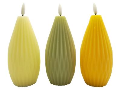 China 1CR2032 Battery Colorful Wax Lantern Candle Flat LED Light 6.8*6.8*14.9(17.9)Cm for sale