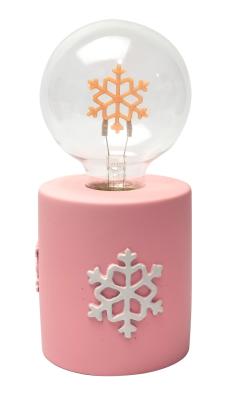 China Pink Base LED Filament Lamp With Snow Flake  Resin 3AAA 8.4*8.4*18cm 615g for sale