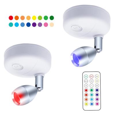 China RGB Remote Spotlight With Adjustable Angle 1*RGB5050 0.5W ABS White Silver 76*73mm for sale