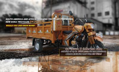 China Gasoline Four Stroke Motorized 3 Wheel Cargo Motorcycle With Heavy Load Cargo Box for sale