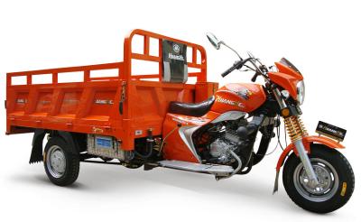China Motocicleta anaranjada del triciclo del cargo del policía motorizado del chino 3 con el reposapiés grande en venta