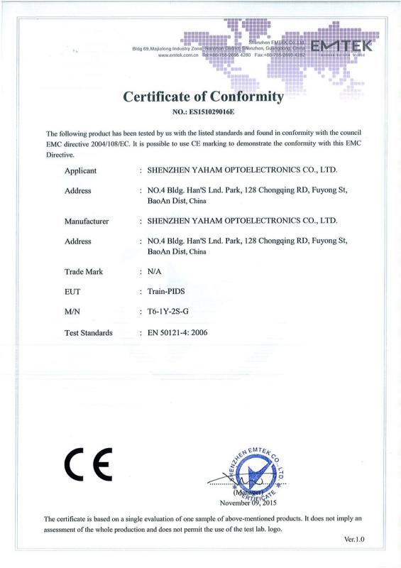 CE - Yaham Optoelectronics Co., Ltd.