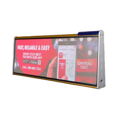 China Waterproof Taxi Roof LED Screen Double Sided Programmable Car Roof Advertising Signs for sale