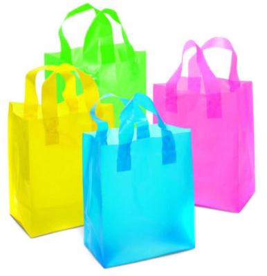 China Las bolsas de plástico reutilizables de la manija del lazo en offset fotograbado de la impresión en venta