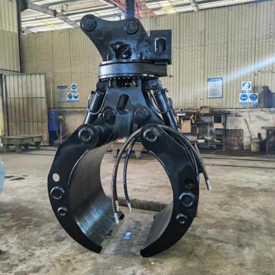 China Excavator Hydraulic Rotating Grapple , Log grapple and hydraulic grapple rotator with wood grab excavator for sale