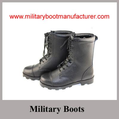 China Wholesale China Made Black Genuine Leather Military Combat Boot with Panama Outsole for sale