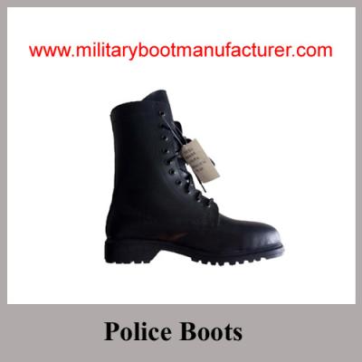China Wholesale China Made Black Grain Leather Cement Workmanship Police Combat Boot for sale