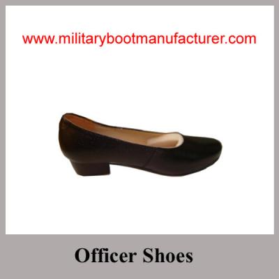 China Wholesale China Made Black Full Grain Leather Lady Officer Shoes with Leather Sole for sale