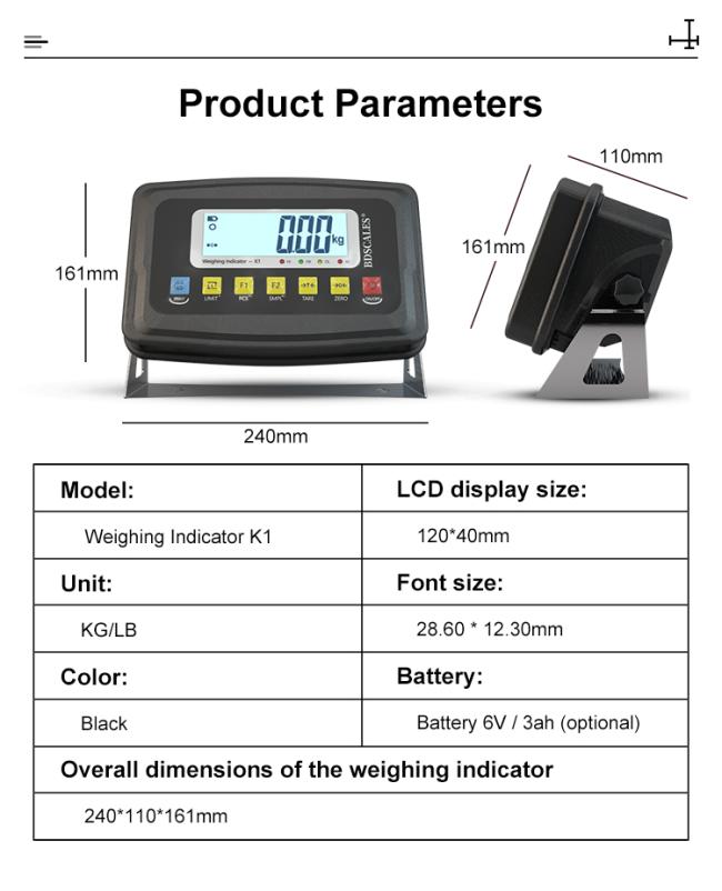 BDS-K1 Pocket Indicator Black Factory Price Big Display Dynamic Weighing Animals Bluetooth Weighing Instrument