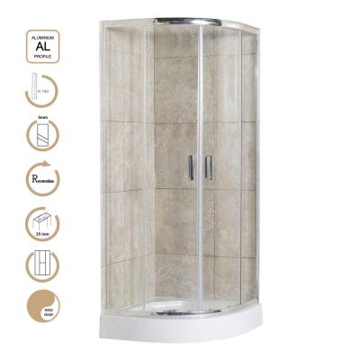 Chine clôtures de douche de porte coulissante en verre de 5mm avec le profil de Chrome et le plateau de douche à vendre