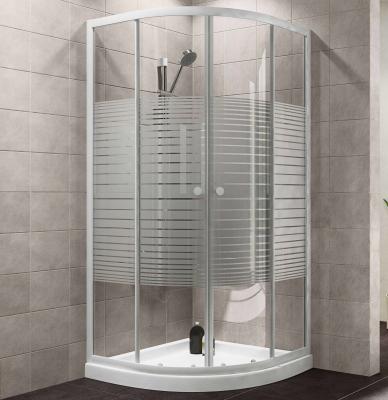 China Painting Cross Stripes Bathroom Shower Enclosures Sliding Door with Sector Tray for sale