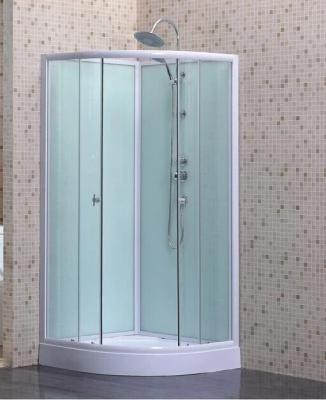 China Bathroom Sliding Open Door Clear Glass Shower Cabin with White Back Glass for sale