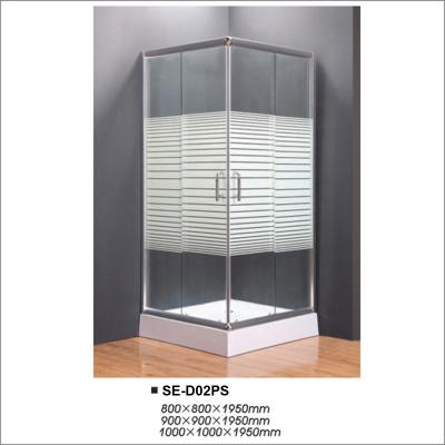 China Square Bathroom Sliding Door Shower Enclosures With Cross Striple Glass Decor for sale