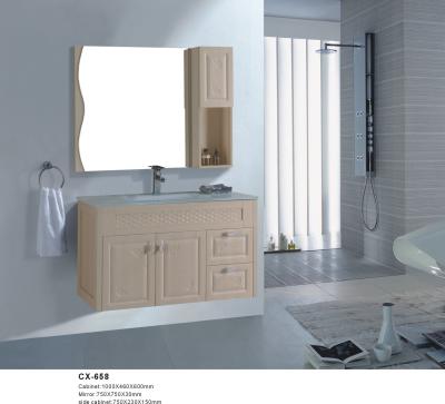 China 1000*460*600mm PVC Bathroom Vanity with Side Cabinet Marble Countertop for sale
