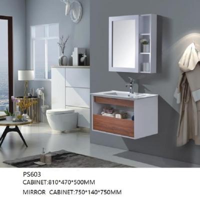 China Ceramic Basin PVC Bathroom Cabinet with Mirror for sale