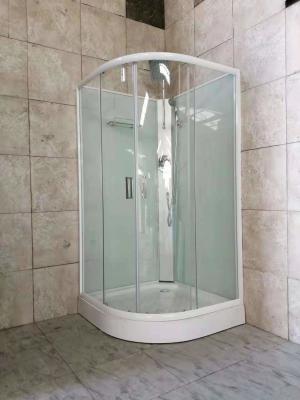China Sector Tray Glass Shower Room 90x90cm Fan Shaped White Profile for sale