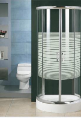 China o círculo de vidro da casa de banho com chuveiro da porta deslizante de 4mm listra o fundo branco à venda