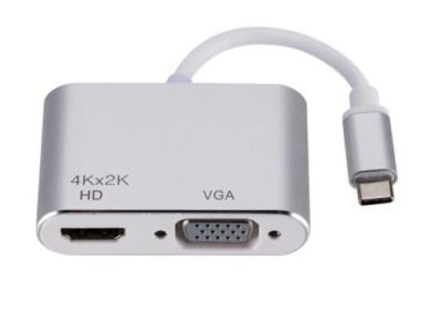China Silver / Grey Computer Accessories Type C To HDMI VGA Adapter for sale
